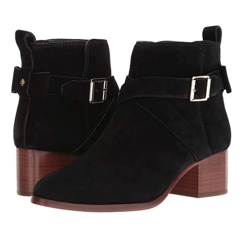 Kate Spade New York Polly Black Suede Ankle Boots Women's 8 Preppy
